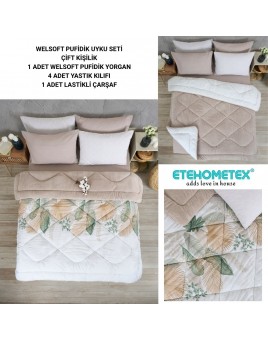 ETE HOMETEX ÇİFT KİŞİLİK WELSOFT UYKU SETİ ALENA BEJ 8696474231974